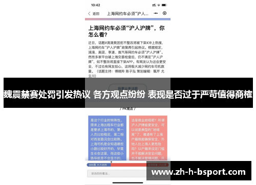 魏震禁赛处罚引发热议 各方观点纷纷 表现是否过于严苛值得商榷